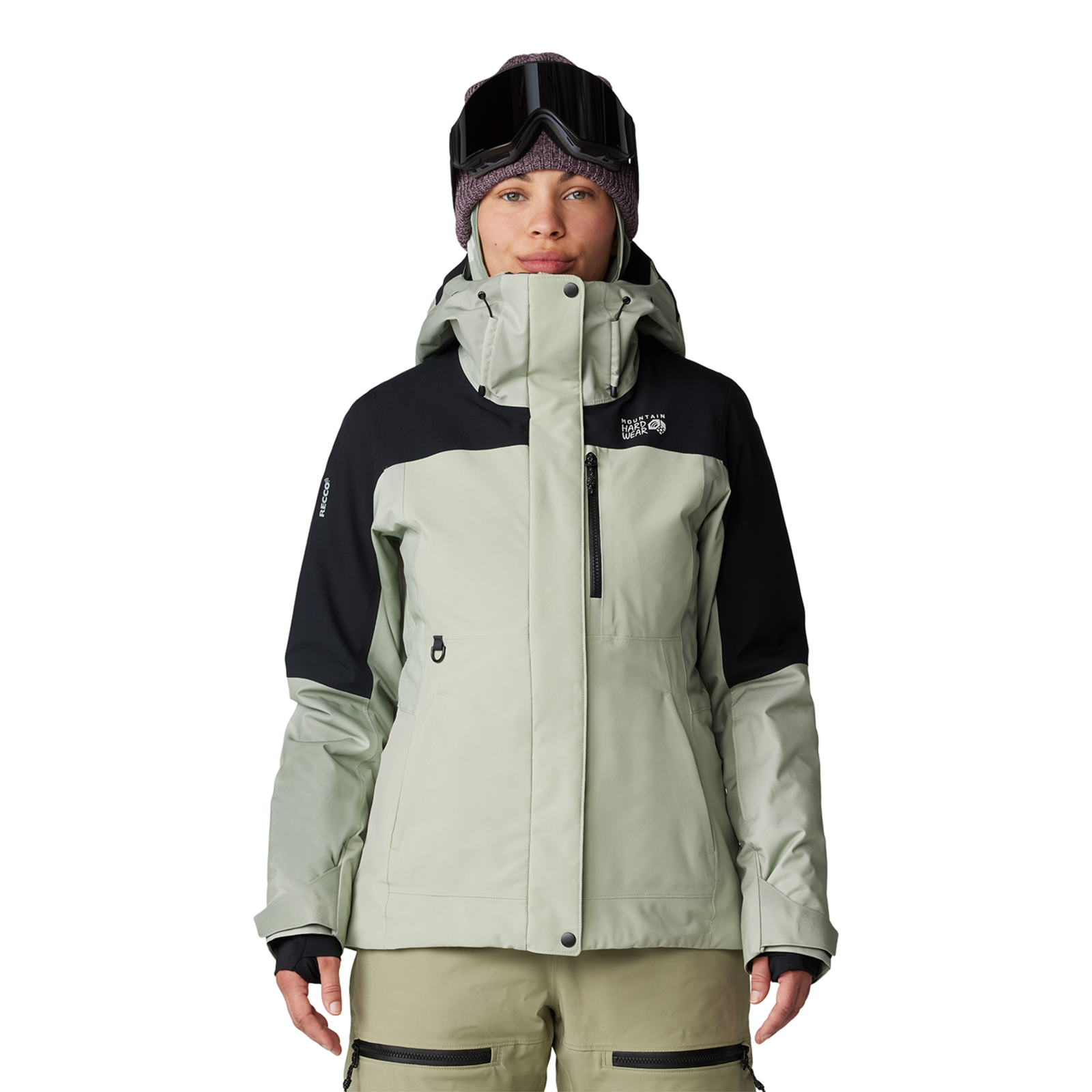 Mountain Hardwear W Powder Maven™ Jacket, White sage, vapors print, black 341, Grösse: M