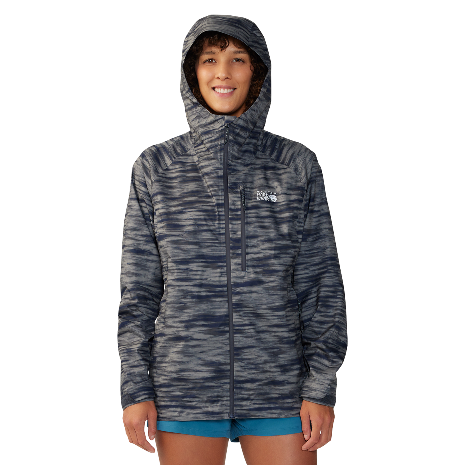Mountain Hardwear W Stretch Ozonic™ Jacket, Dark zinc frequency print 407, Grösse: XS