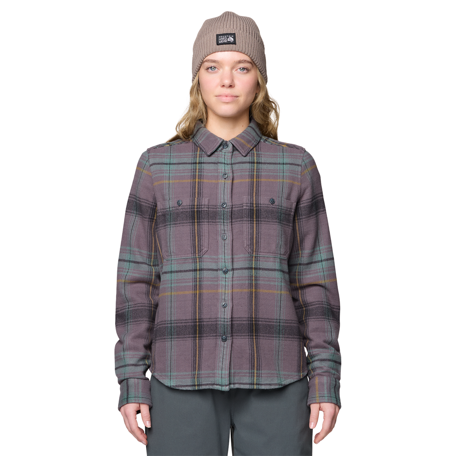 Mountain Hardwear W Plusher™ Long Sleeve Shirt, Purple dusk wyoming plaid 524, Grösse: XS