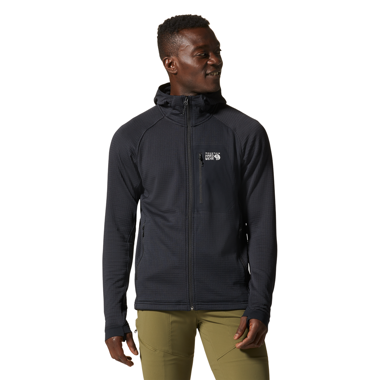 Image of Mountain Hardwear M Polartec® Power Grid™ Full Zip Hoody, Black 010, Grösse: XXL