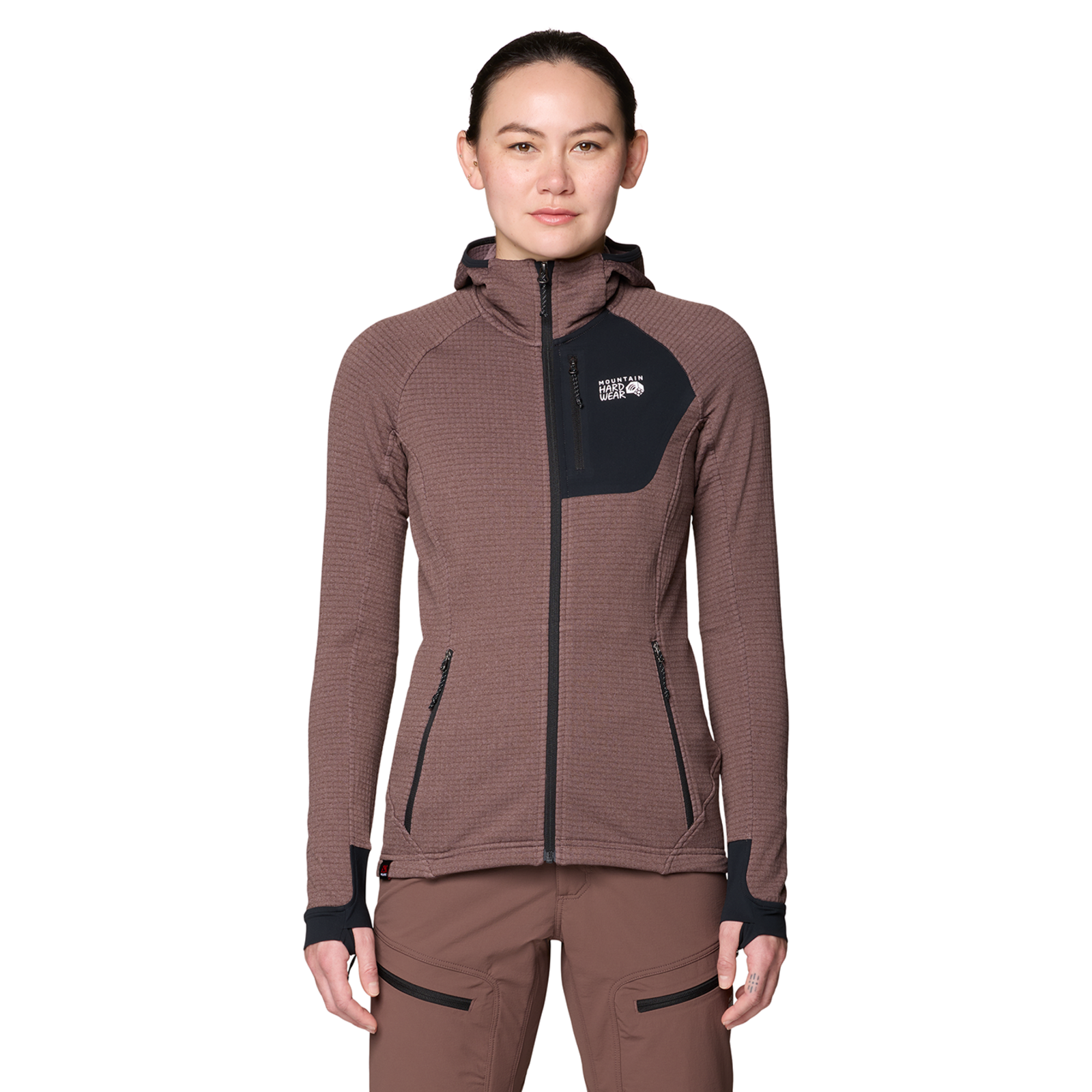 Mountain Hardwear W Polartec® Power Grid™ Full Zip Hoody, braun, Grösse: L