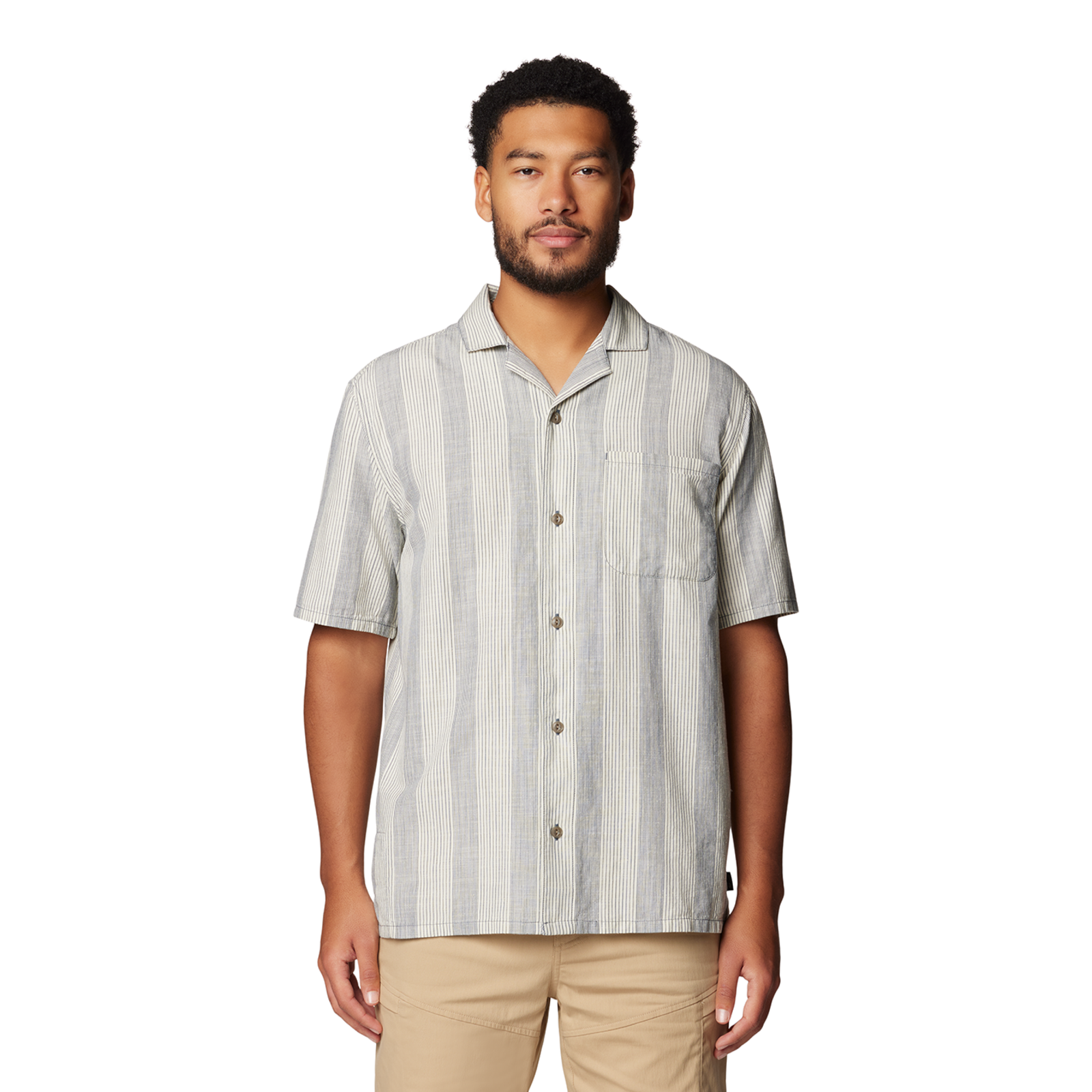 Mountain Hardwear M Cottonwood™ Camp Lite Short Sleeve Shirt, Moon blue strata stripe 430, Grösse: S