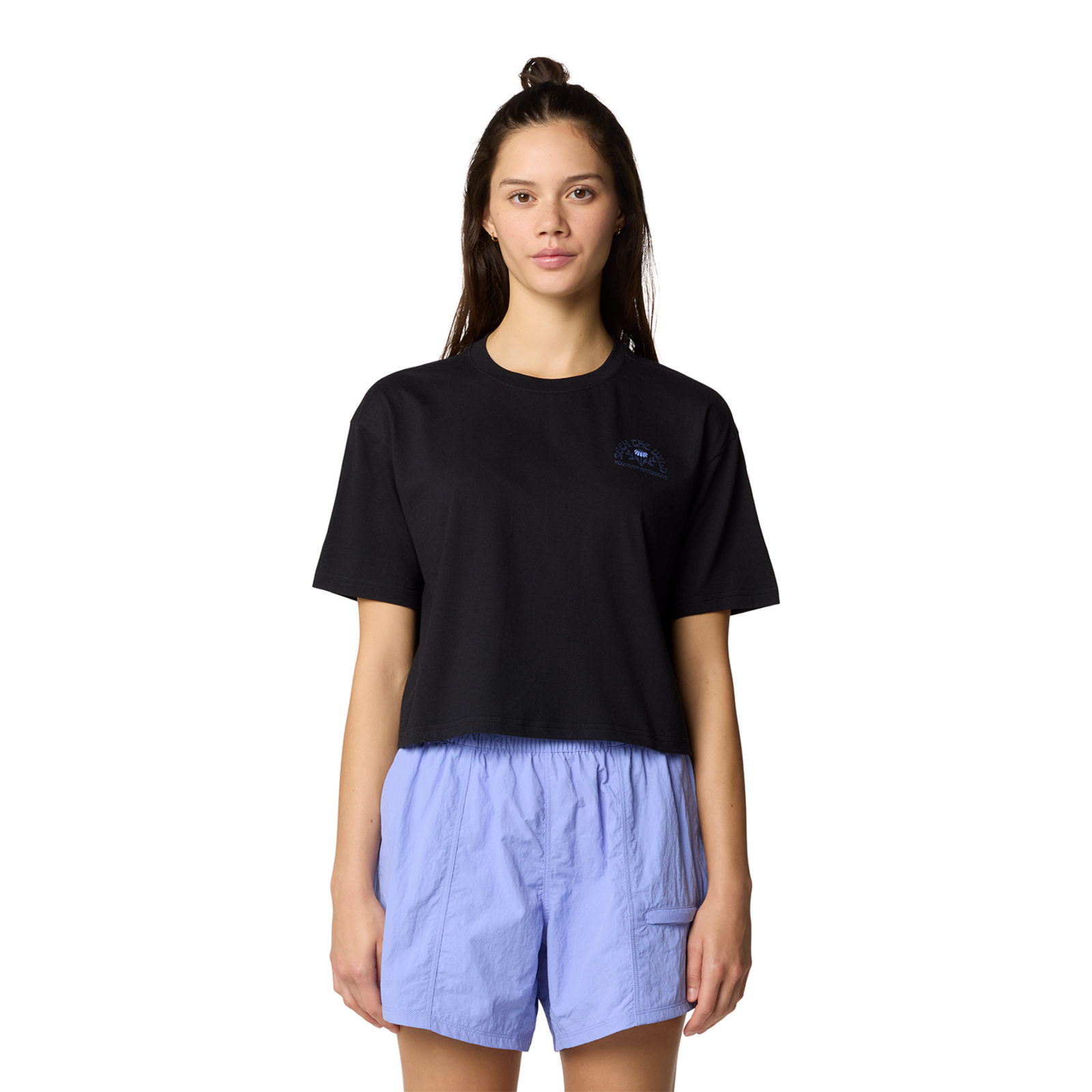 Mountain Hardwear W Seek Floral Boxy Crop Short Sleeve, Black 010, Grösse: XL