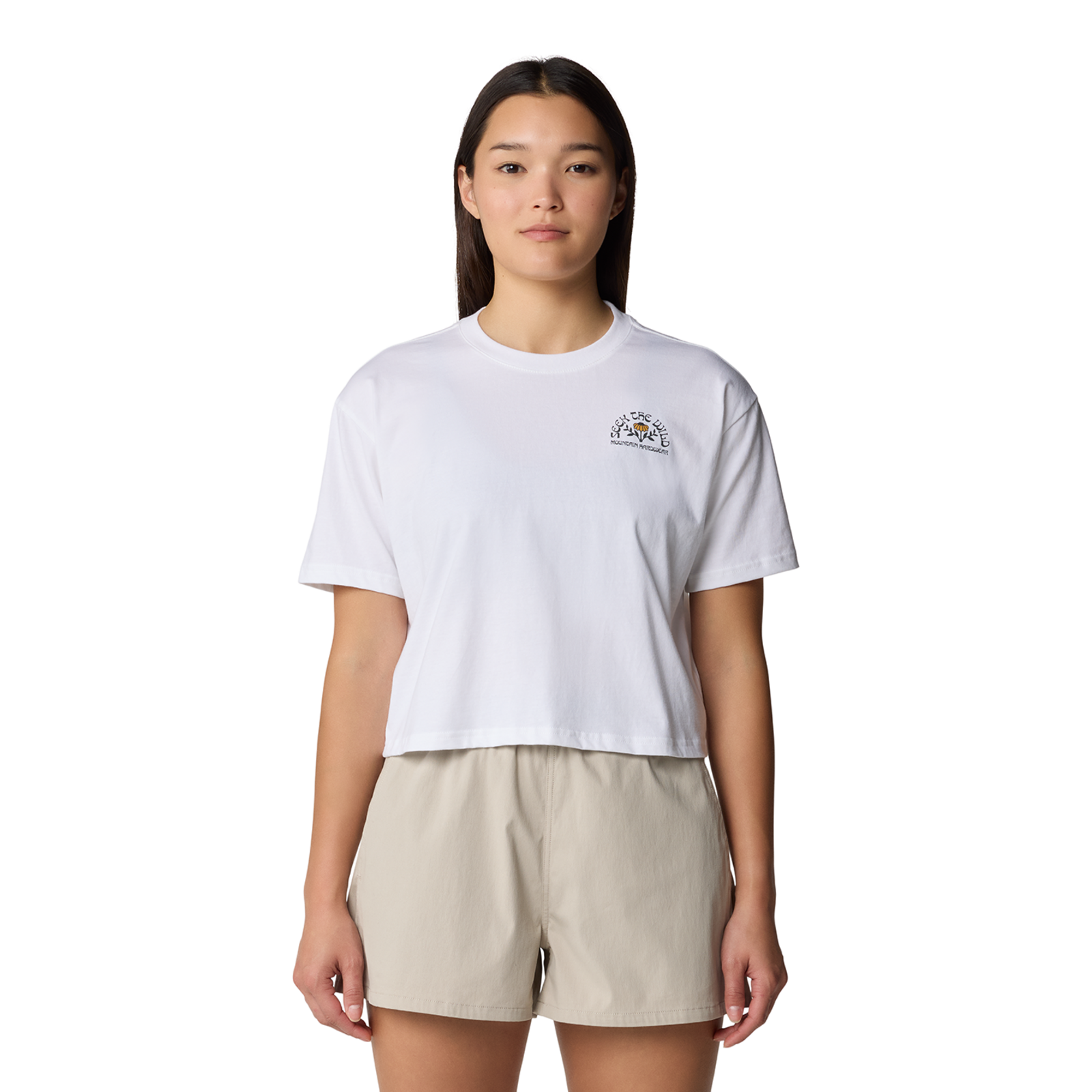 Mountain Hardwear W Seek Floral Boxy Crop Short Sleeve, White 100, Grösse: M