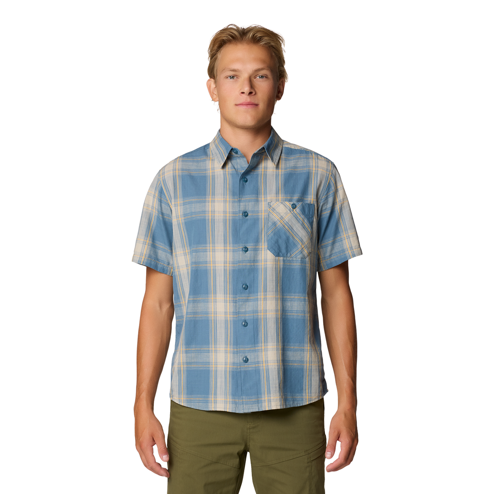 Mountain Hardwear M Cottonwood™ Lite Short Sleeve Shirt, Adriatic blue convoy plaid 444, Grösse: S