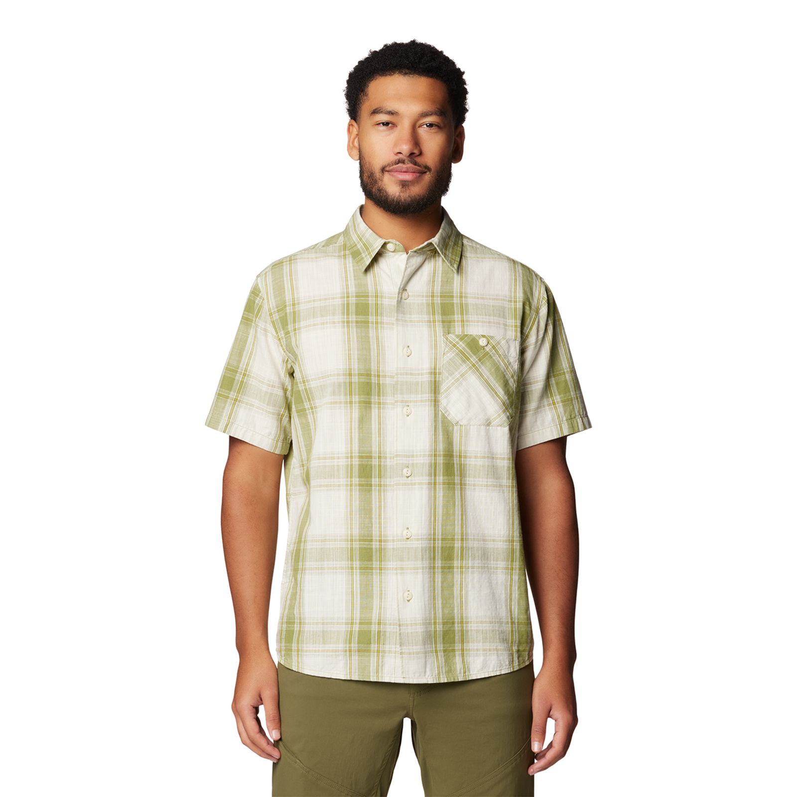 Mountain Hardwear M Cottonwood™ Lite Short Sleeve Shirt, Light cactus convoy plaid 338, Grösse: S