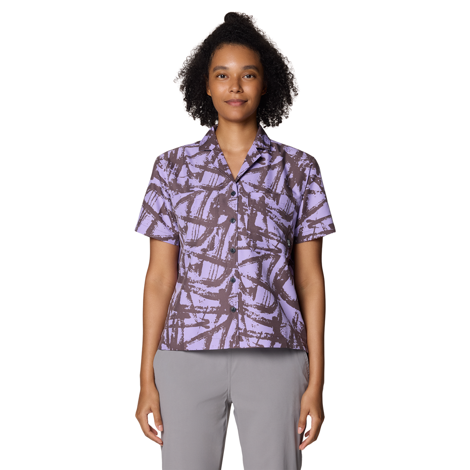 Mountain Hardwear W Sun Drift™ Cooling Short Sleeve Shirt, Purple sage brushstrokes print 574, Grösse: XS